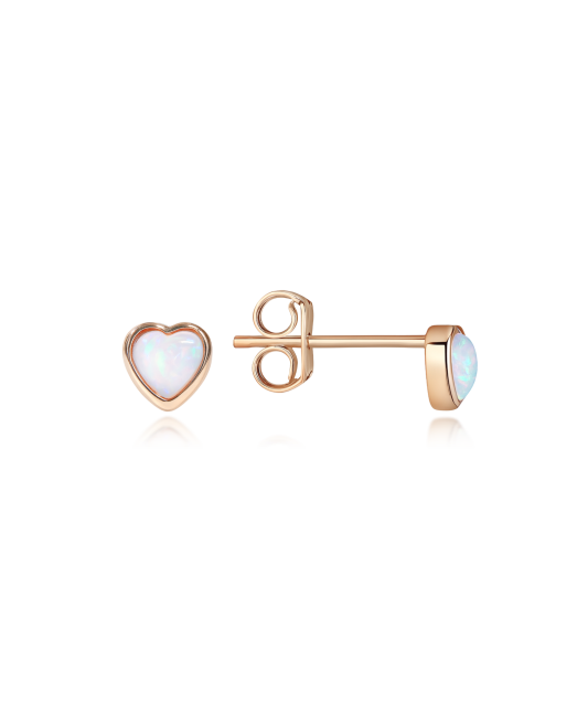 Gold earrings with opal "hearts"