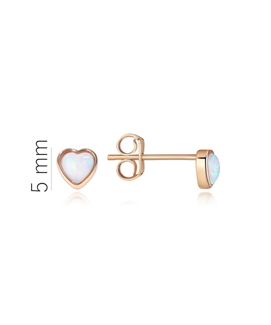 Gold earrings with opal "hearts"