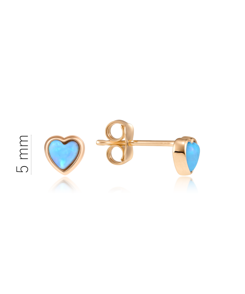 Gold earrings with opal "hearts"