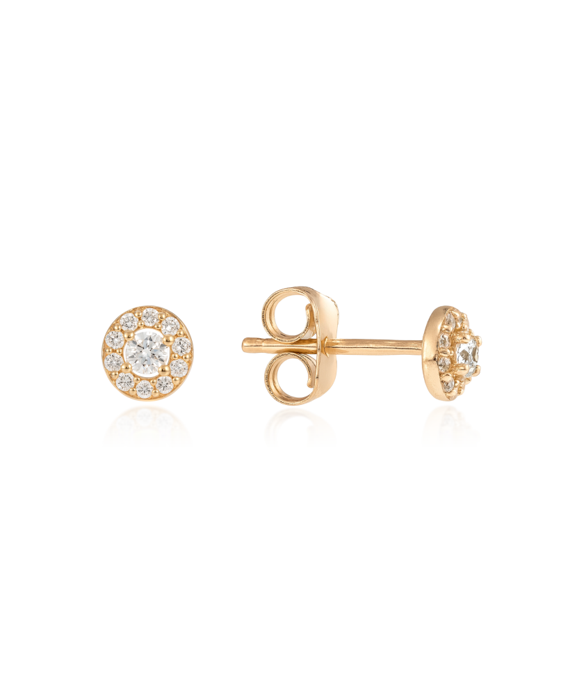 Gold earrings with zircons