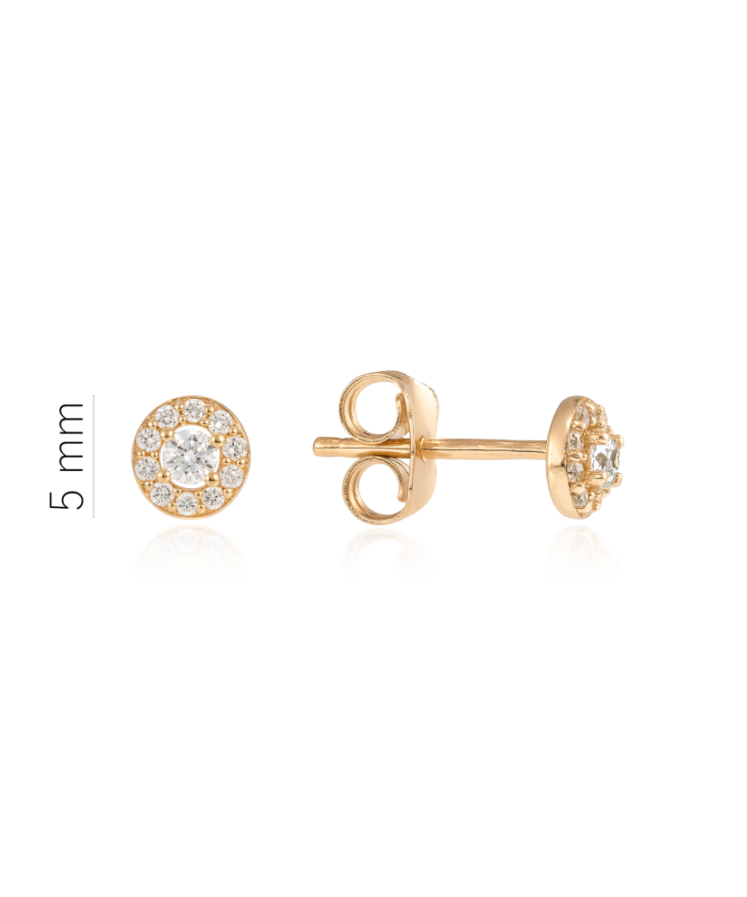 Gold earrings with zircons