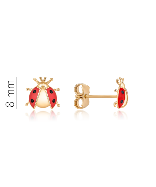 Gold children's earrings with enamel "Boružėlės"