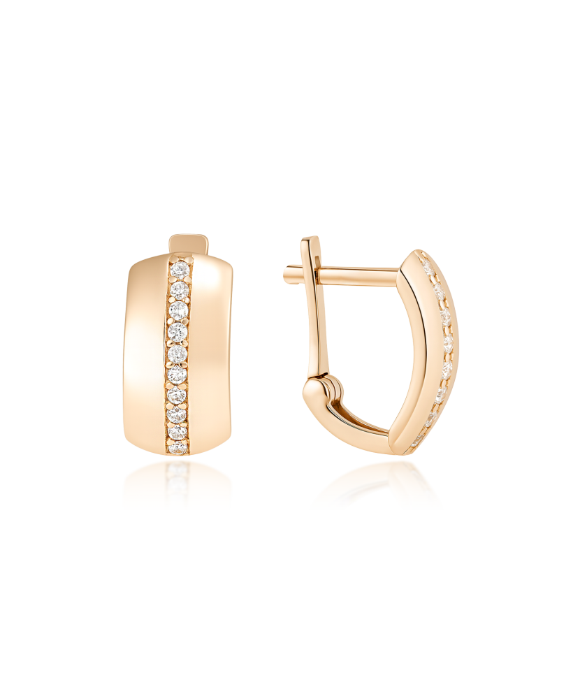 Gold earrings with zircons