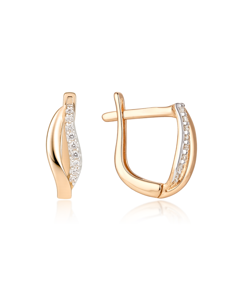 Gold earrings with zircons