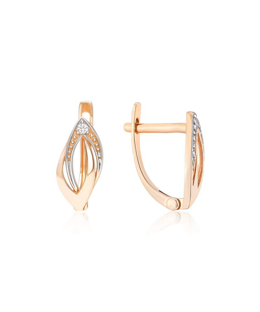 Gold earrings with zircons Gold earrings with zircons