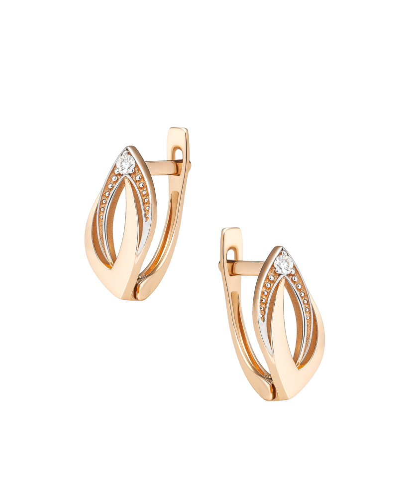 Gold earrings with zircons Gold earrings with zircons
