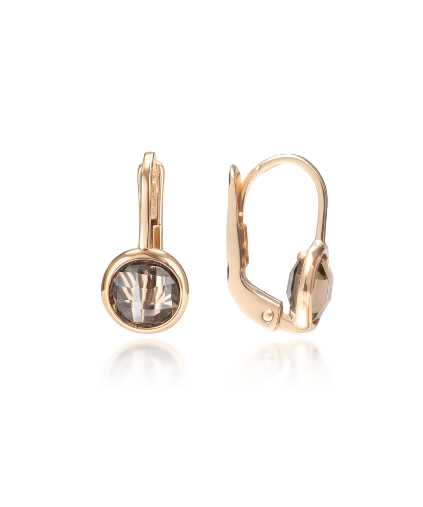 Gold earrings with smoky topaz Gold earrings with smoky topaz