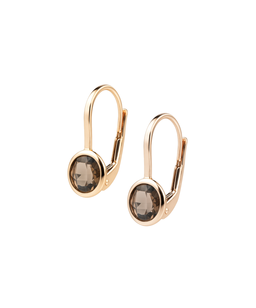 Gold earrings with smoky topaz Gold earrings with smoky topaz
