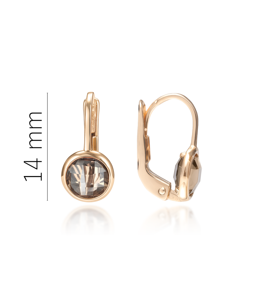 Gold earrings with smoky topaz Gold earrings with smoky topaz