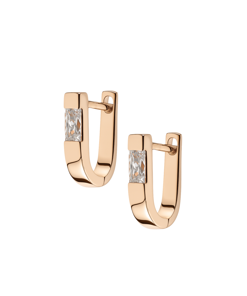 Gold earrings with zircons Gold earrings with zircons