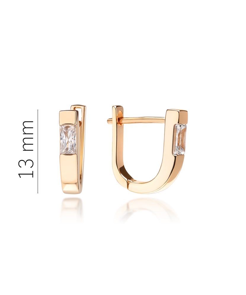 Gold earrings with zircons Gold earrings with zircons