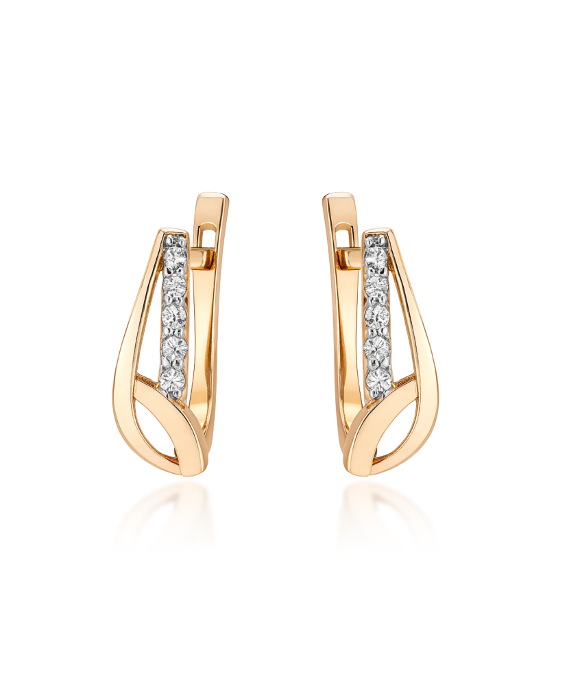 Gold earrings with zircons Gold earrings with zircons