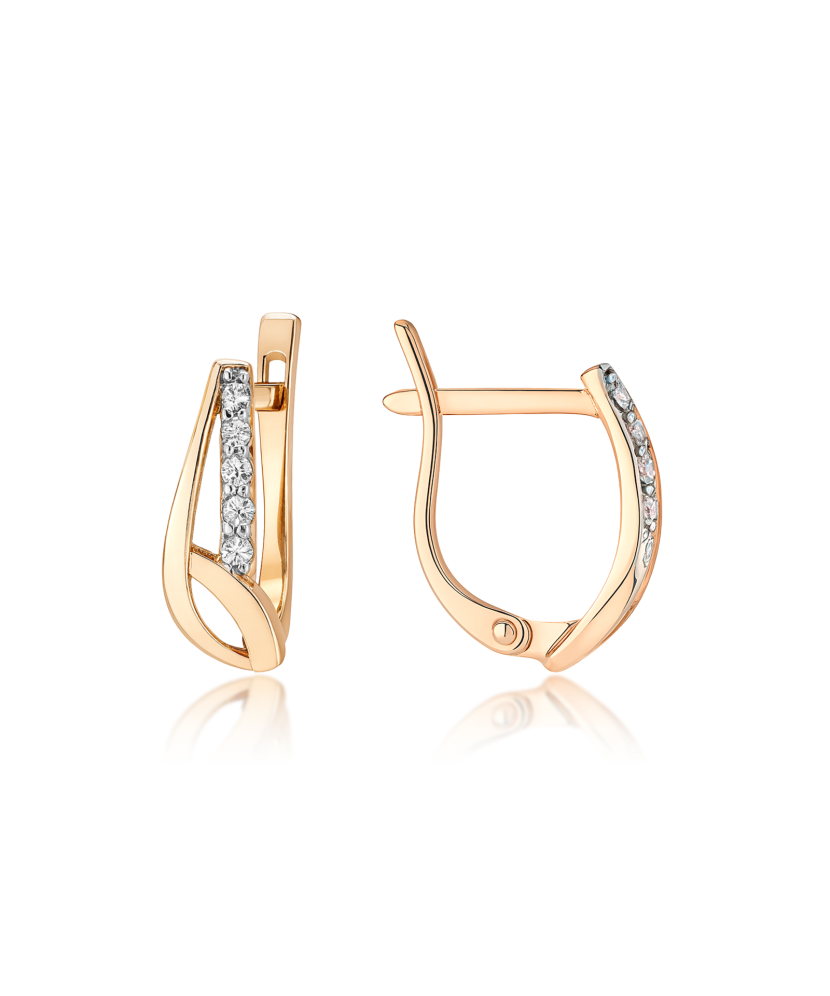 Gold earrings with zircons Gold earrings with zircons
