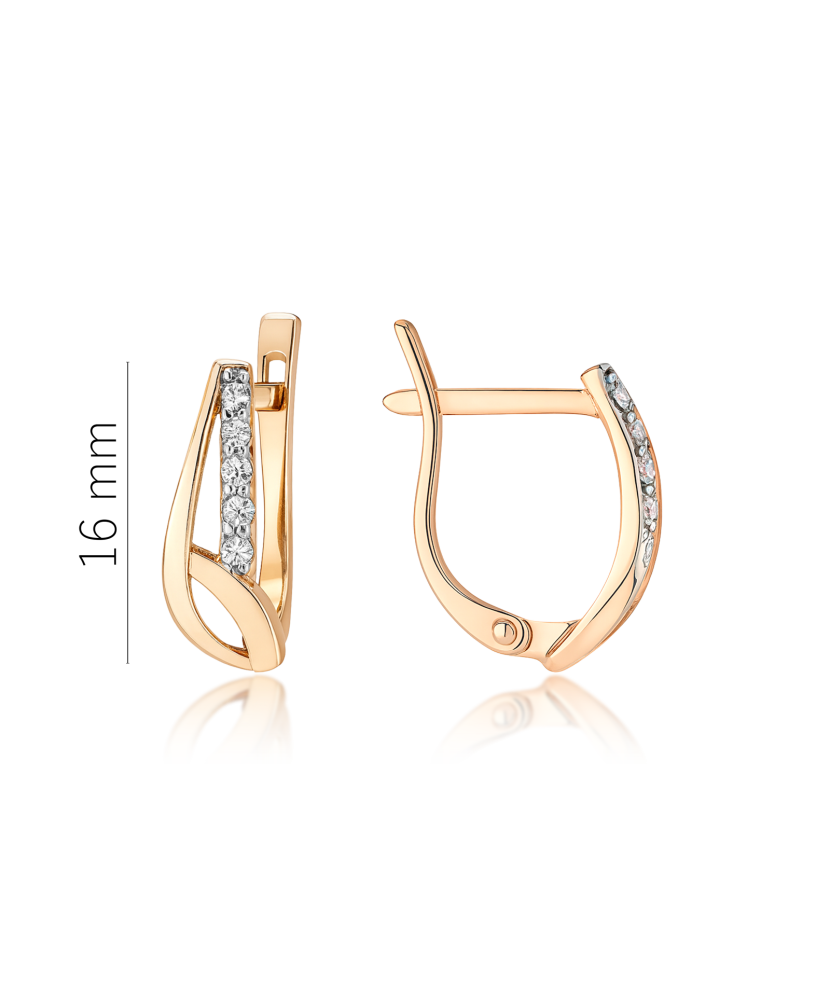 Gold earrings with zircons Gold earrings with zircons