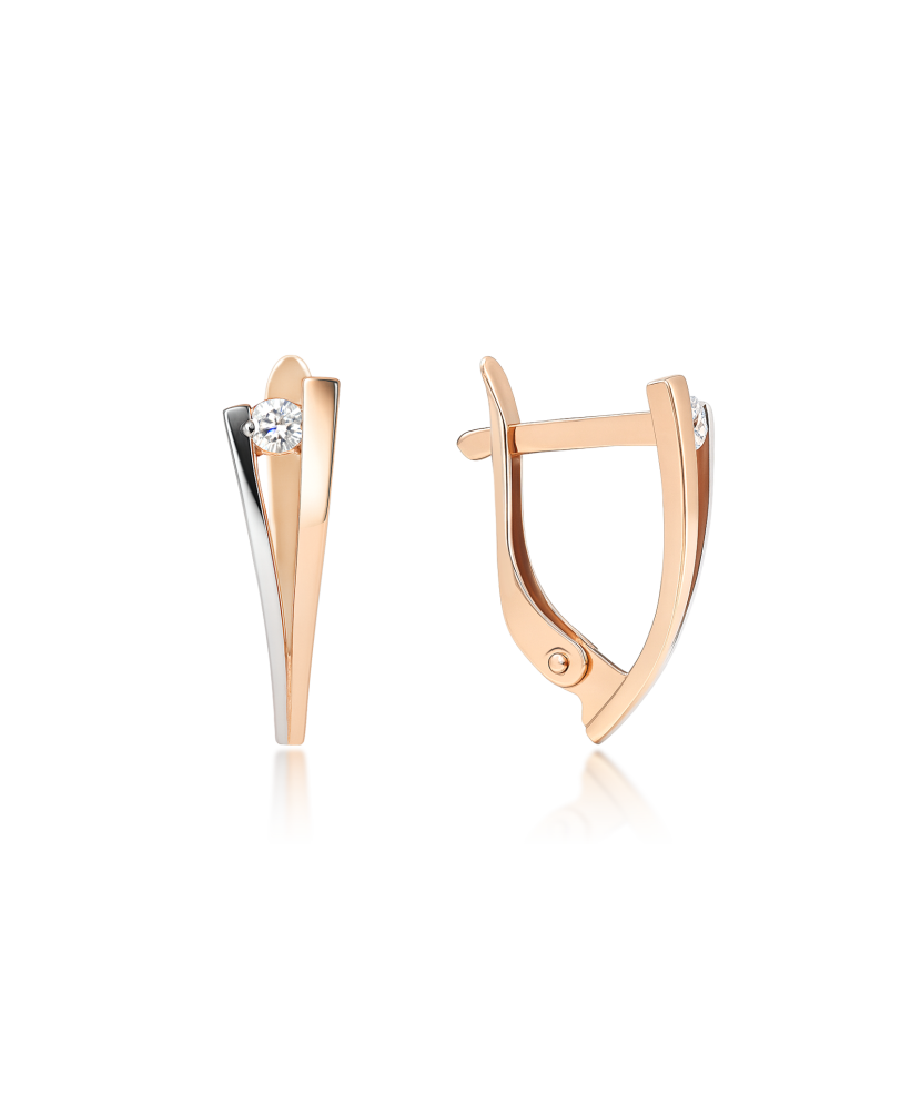 Gold earrings with zircons Gold earrings with zircons