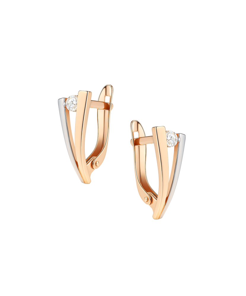 Gold earrings with zircons Gold earrings with zircons