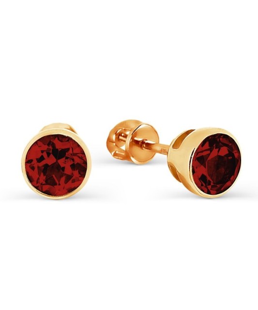 Gold earrings with garnet