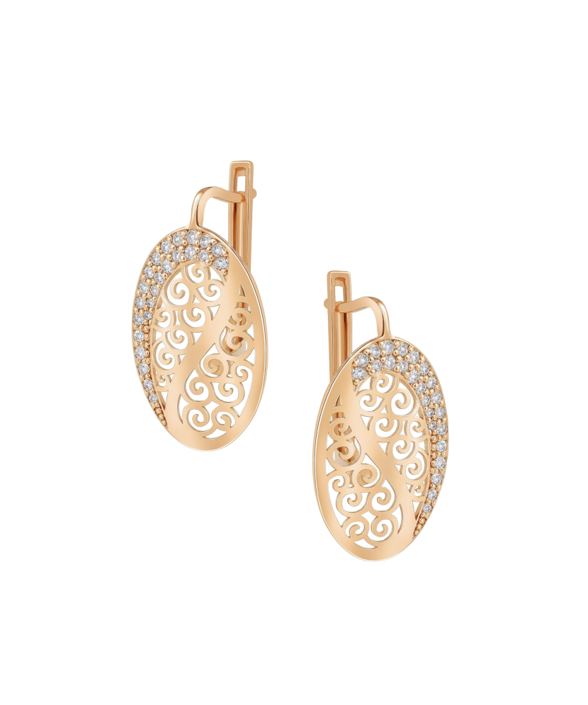 Gold earrings with zircons Gold earrings with zircons