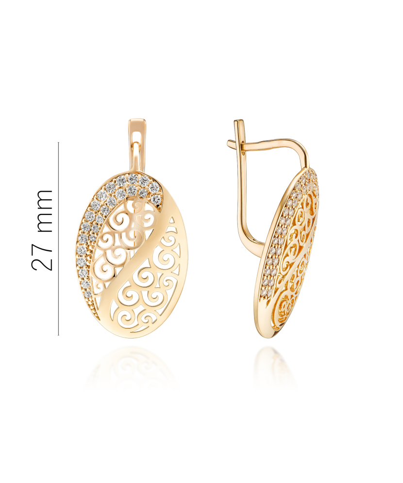 Gold earrings with zircons Gold earrings with zircons