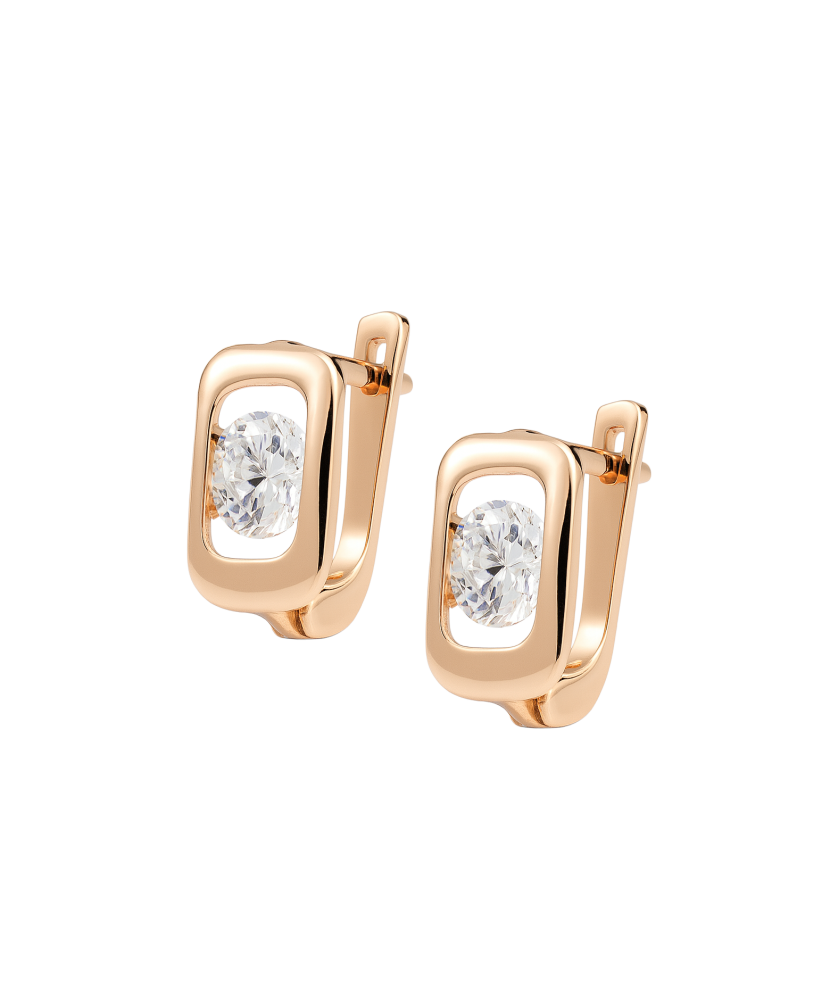 Gold earrings with zircons Gold earrings with zircons