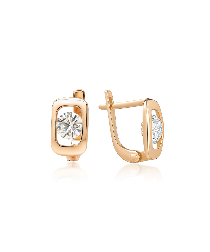 Gold earrings with zircons Gold earrings with zircons