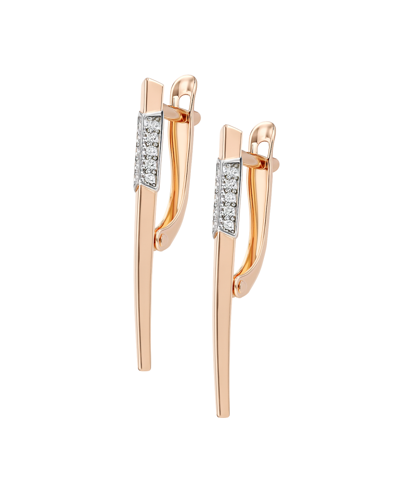 Gold earrings with zircons Gold earrings with zircons