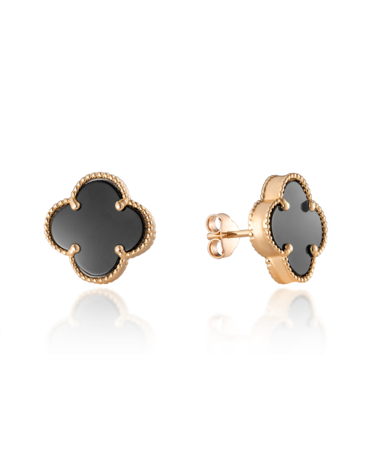 Gold earrings with onyx
