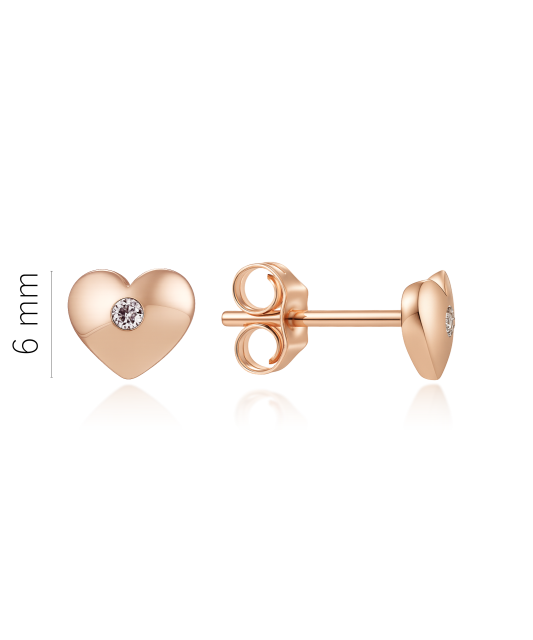 Gold earrings with diamonds "Heart"