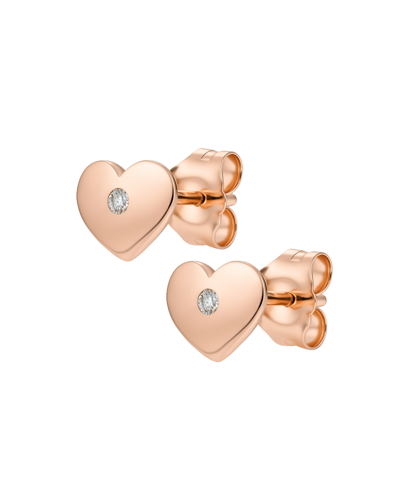 Gold earrings with diamonds "Heart"