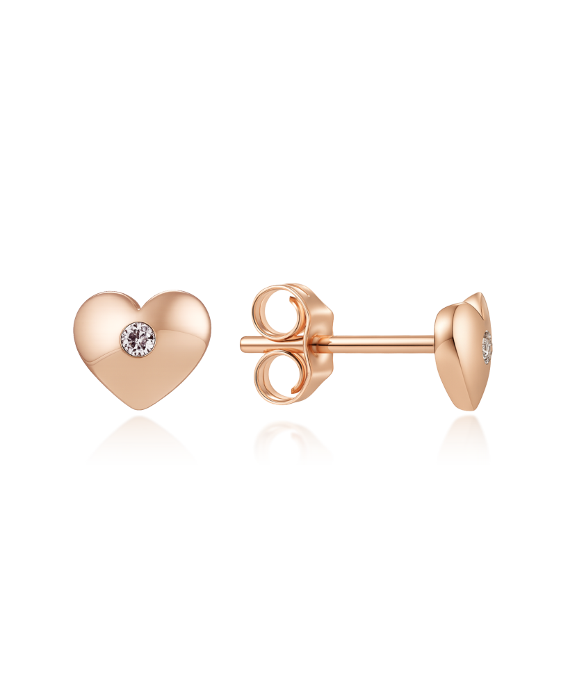Gold earrings with diamonds "Heart"