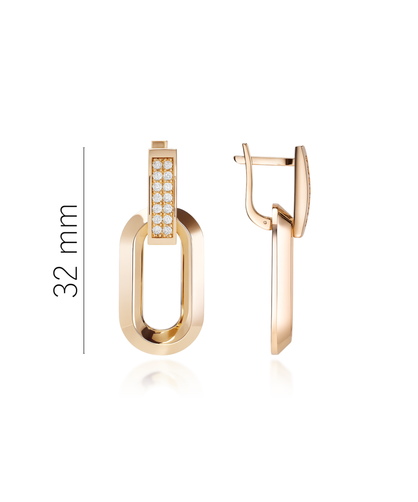 Gold earrings with zircons Gold earrings with zircons