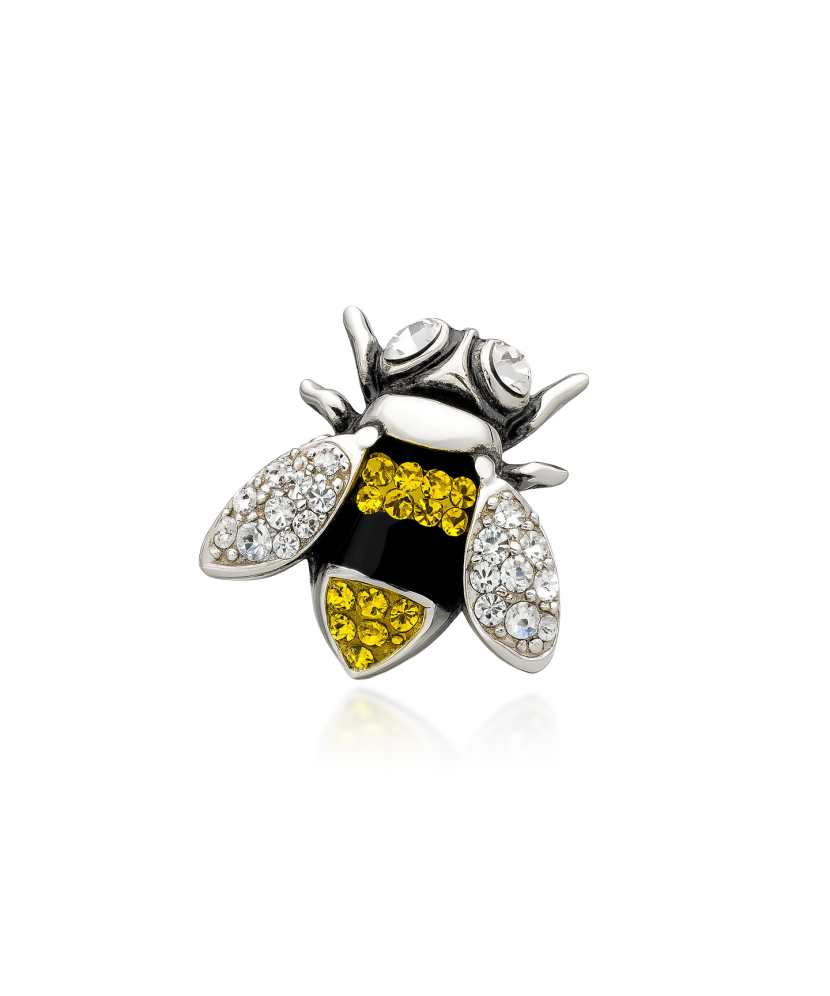 Серебряная брошь с цирконами "Пчела"