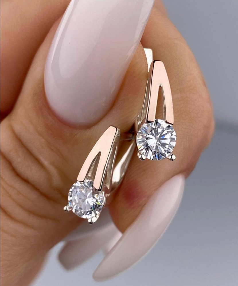 Sterling silver earrings gold plated with zircons