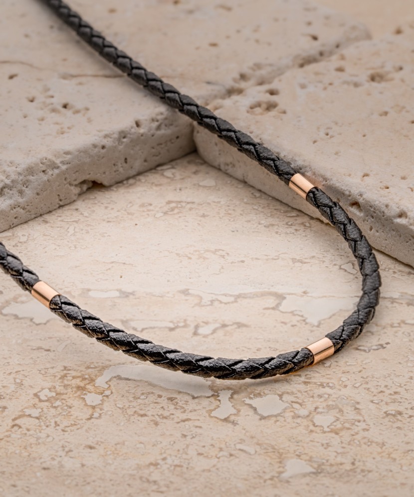 Leather bracelet with gold