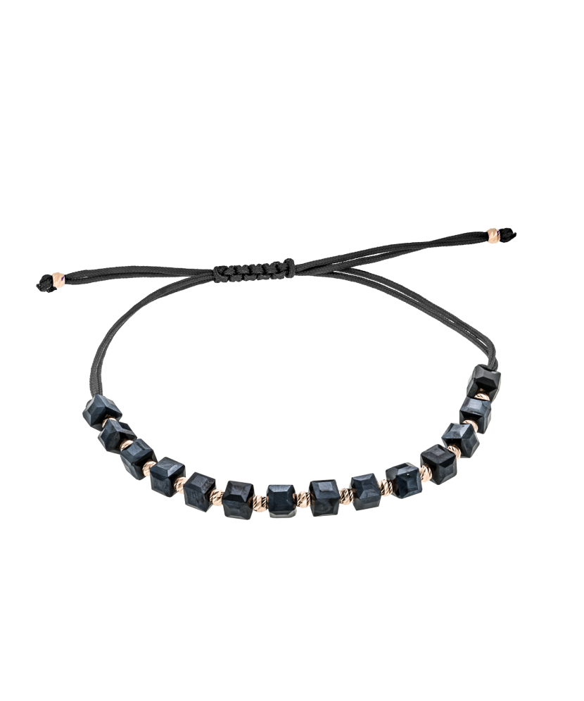 Black string bracelet with gold And Hematites Black string bracelet with gold And Hematites