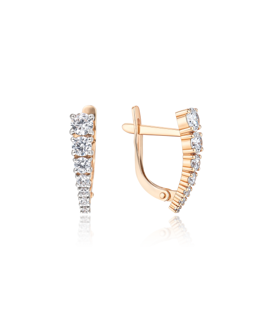 Gold earrings with crystals