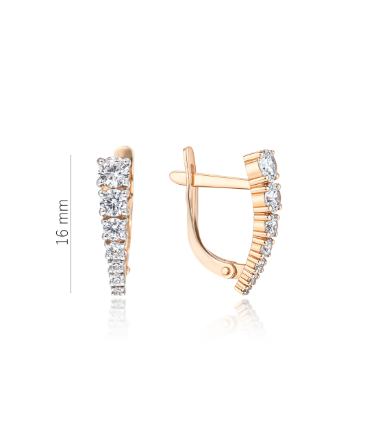 Gold earrings with crystals