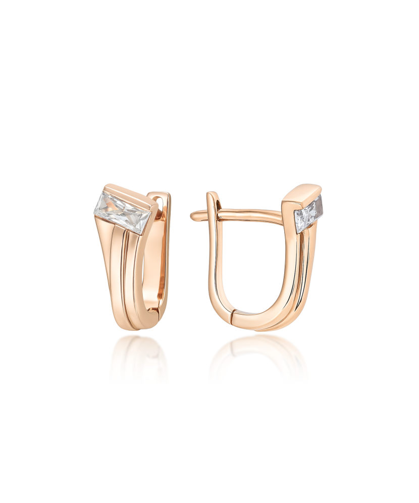 Gold earrings with zircons Gold earrings with zircons
