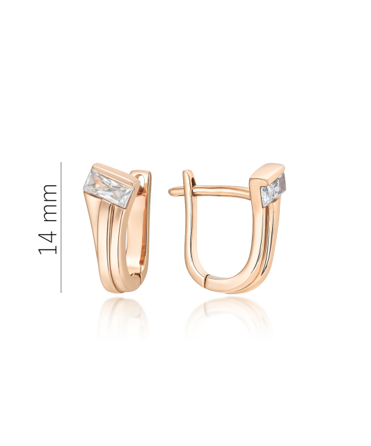 Gold earrings with zircons