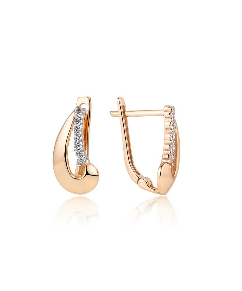 Gold earrings with zircons Gold earrings with zircons