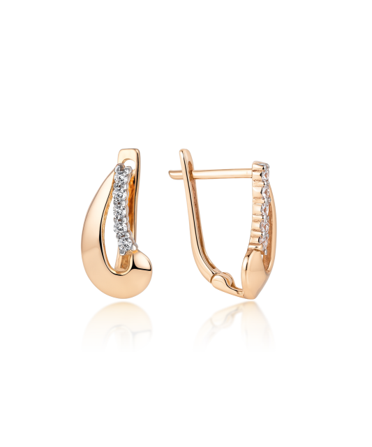 Gold earrings with zircons