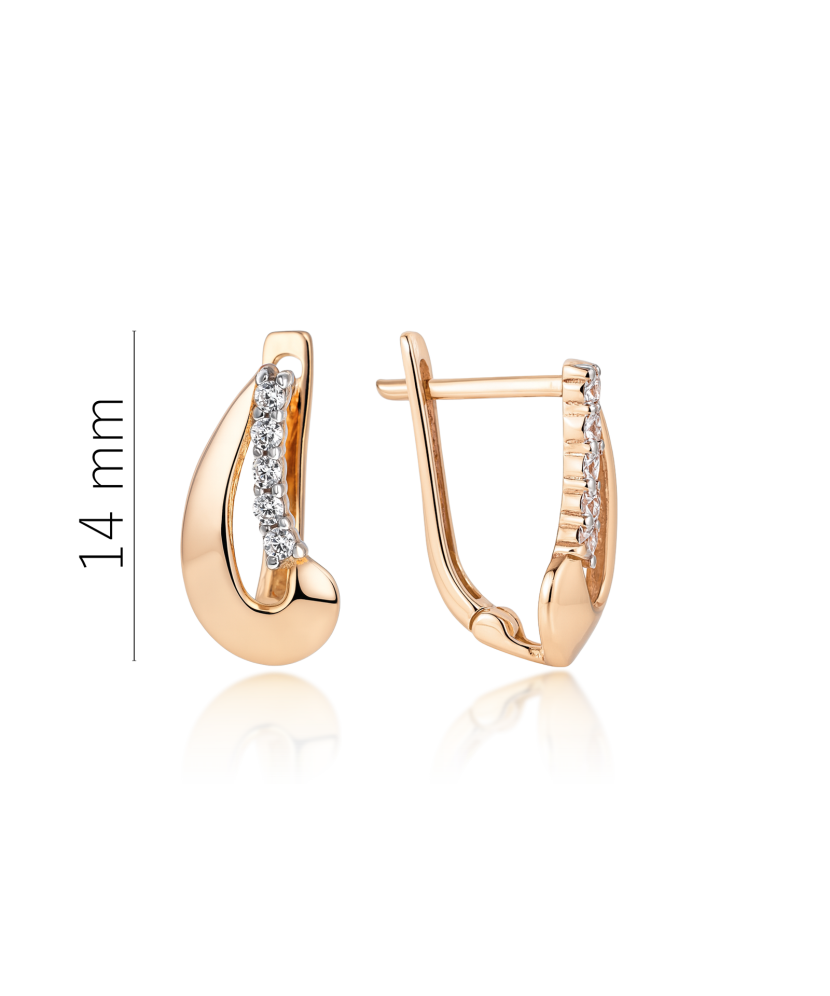 Gold earrings with zircons Gold earrings with zircons