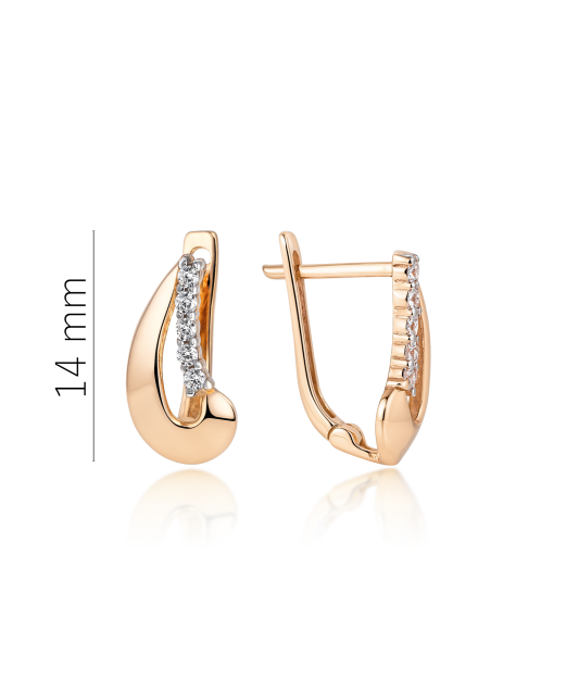 Gold earrings with zircons