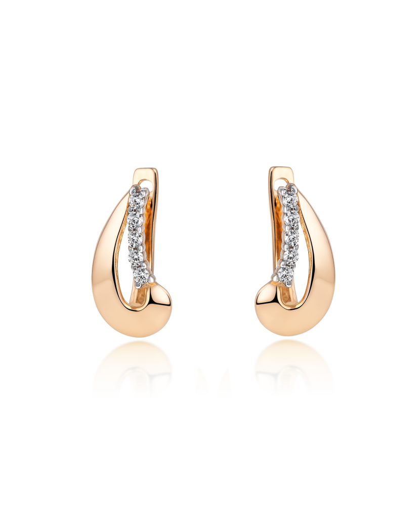 Gold earrings with zircons Gold earrings with zircons