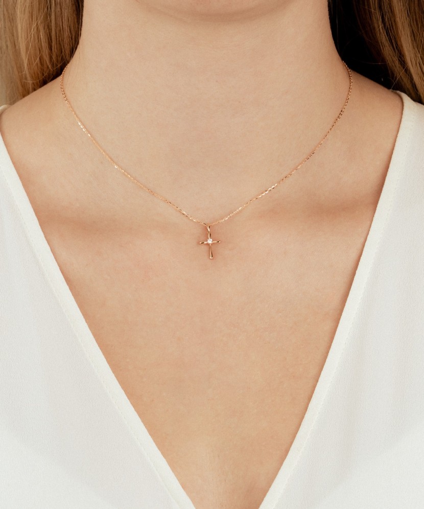 Gold pendant with diamonds "Cross"