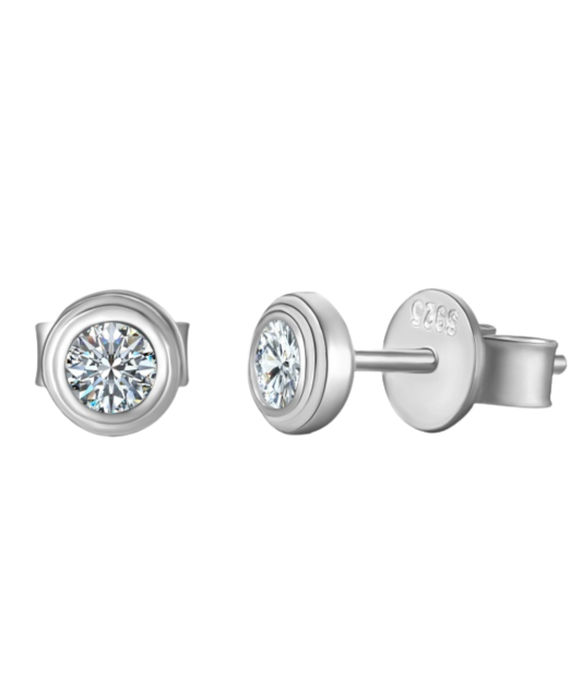 Silver earrings with moissanites