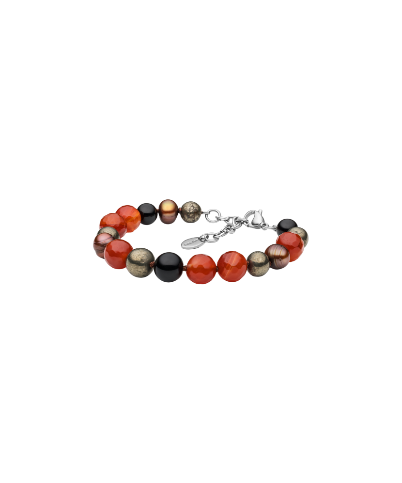Bracelet with agate, onyx and pyrite