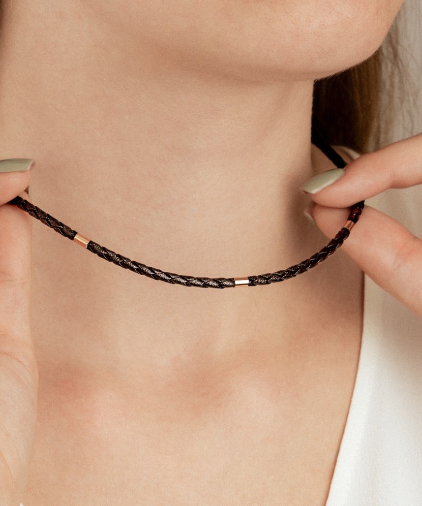 Leather bracelet with gold