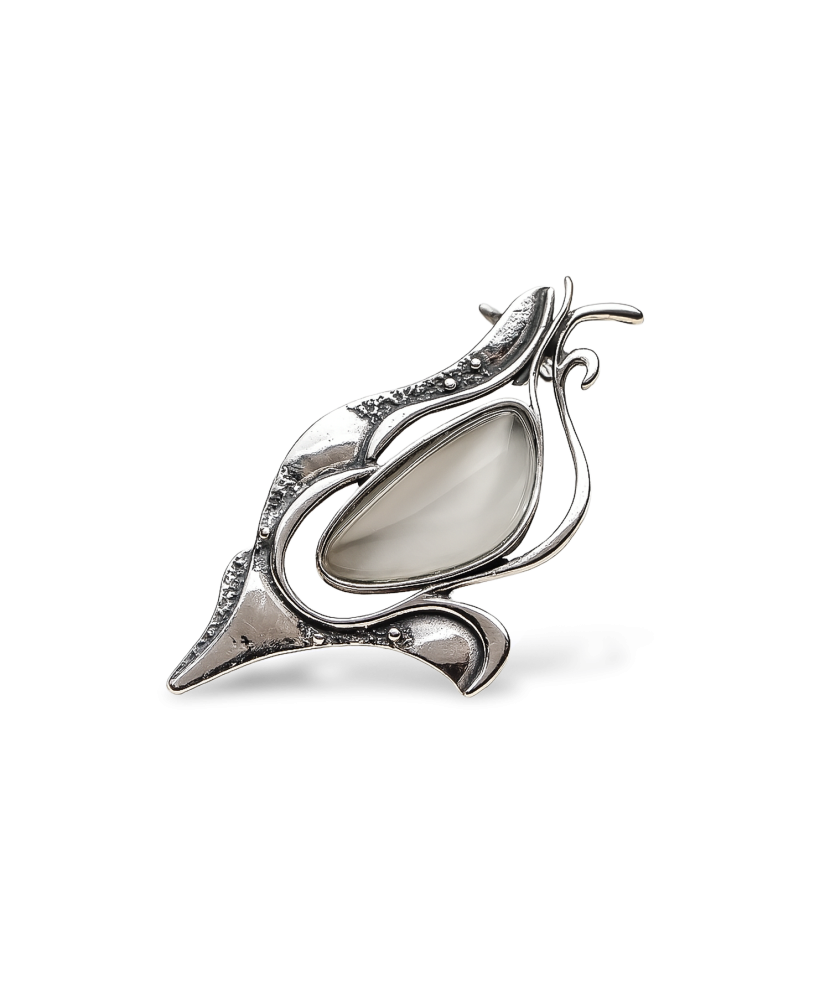 Sterling silver  brooch with cats eye stone