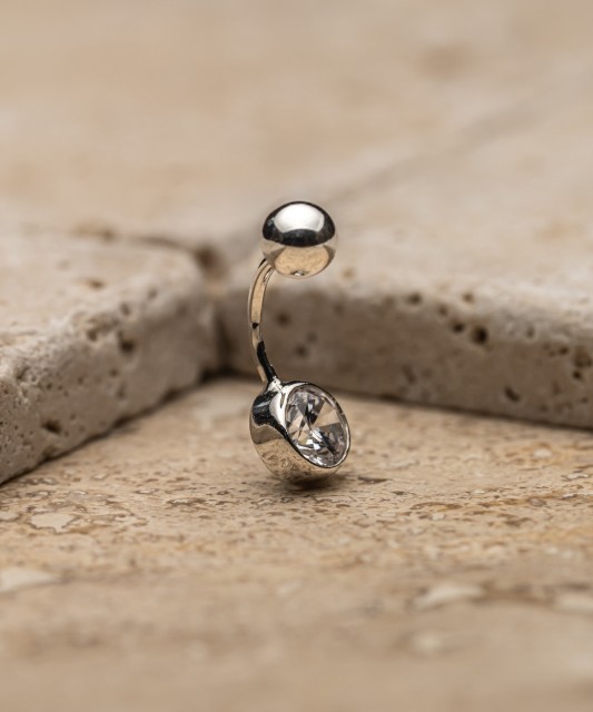 Sterling silver Belly Button Ring with zirconium